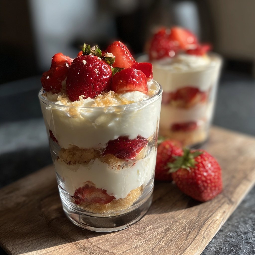Dessert im Glas mit Erdbeeren und Mascarpone