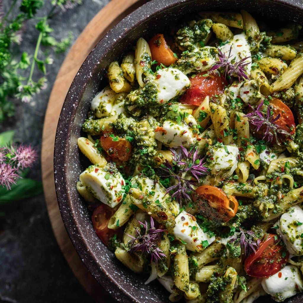 Nudelsalat Mit Pesto Und Mozzarella