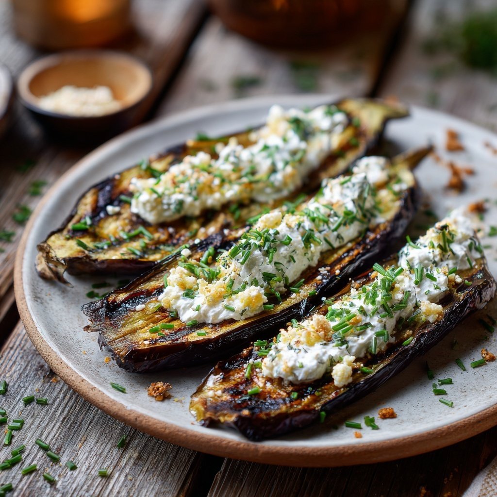 Gegrillte Auberginen Mit Kräuterquark