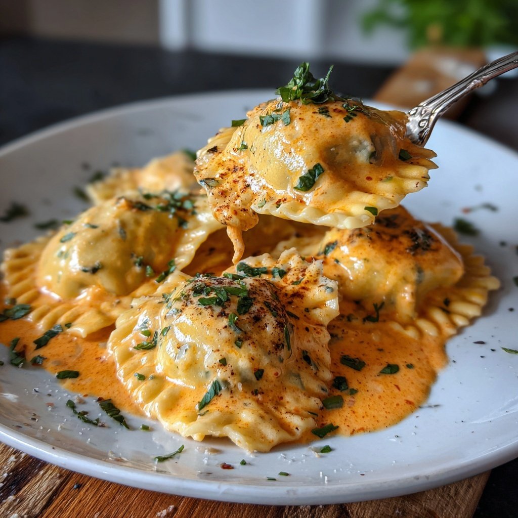 Ravioli mit rosa Sahnesauce